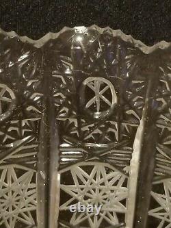 Bohemian Czech Hand Cut Glass Crystal QUEEN LACE Vase 12 X 6-1/4 BEAUTIFUL