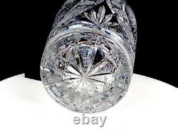 Bohemian Czech Heavy Cut Crystal Clear Glass Monumental 14 Vase