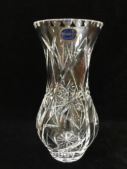 Bohemian Czech Republic Cut Crystal Vase, 10 Tall x 4 1/2 Diameter