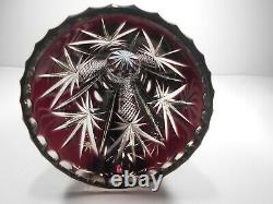 Bohemian Czech Style Cut To Clear Purple Crystal Vase Heavy 11 Tall Crystal