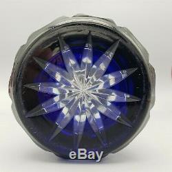 Bohemian Czech Vase Crystal Cobalt Ruby Bowls Cut to Clear set