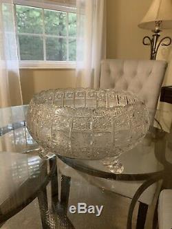 Bohemian Czech Vintage Crystal 10Footed Bowl Hand Cut Queen Lace 24% Lead Glass