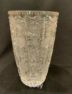 Bohemian Czech Vintage Crystal 8 Tall Vase Hand Cut Queen's Lace