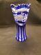 Bohemian Czech Cobalt Blue Crystal Glass Cut To Clear Saw Tooth Edges Floral