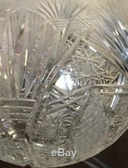 Bohemian Hand Cut Brilliant Lead Crystal Globe Round Flower Vase