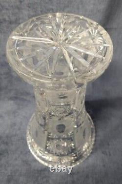 Bohemian Hand Cut Extra Large Queen Anne Lace 14h Crystal Vase Antique s-2B