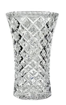 Bohemian Large Crystal Vase Diamond Cut. Not Marked