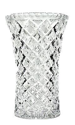 Bohemian Large Crystal Vase Diamond Cut. Not Marked