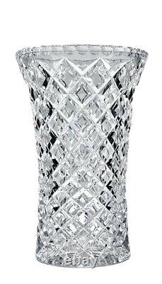 Bohemian Large Crystal Vase Diamond Cut. Not Marked