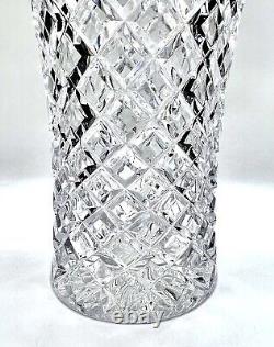 Bohemian Large Crystal Vase Diamond Cut. Not Marked