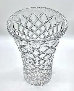 Bohemian Large Crystal Vase Diamond Cut. Not Marked