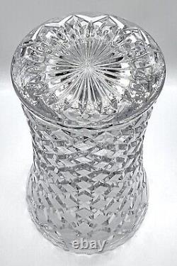 Bohemian Large Crystal Vase Diamond Cut. Not Marked