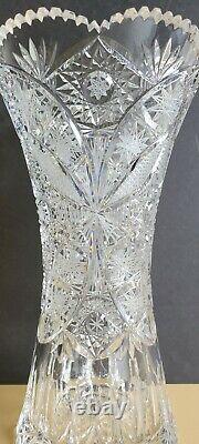 Bohemian Large Hand Cut Crystal Vase