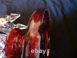 Bohemian Ruby Glass Cut to Clear Lustre Vase 19th Century
