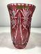 Bohemian West Germany Bavaria Hand Cut Lead Crystal Cranberry Red Glass Vase