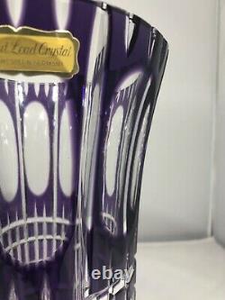 Bohemian West Germany Hand Cut Lead Crystal Purple Glass Vase