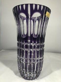 Bohemian West Germany Hand Cut Lead Crystal Purple Glass Vase