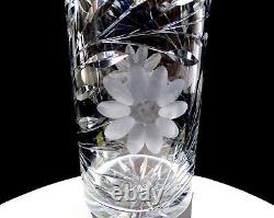 Brilliant Cut Crystal Daisy & Oleander Cane Button Large 12 Cylinder Vase 1920