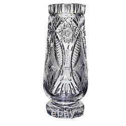 Brilliant Cut Lead Crystal Star Pinwheel Flower Vase 10.5 Tall
