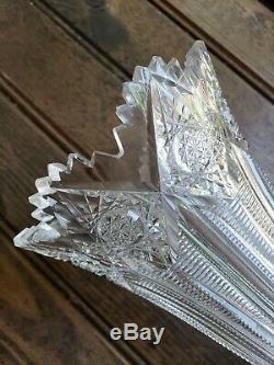 Brilliant Vintage RARE Cut Glass Crystal Vase Hawkes 12 tall
