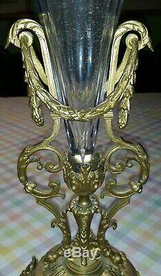 C1900 Dore Bronze & Cut Crystal Epergne Vase