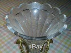 C1900 Dore Bronze & Cut Crystal Epergne Vase