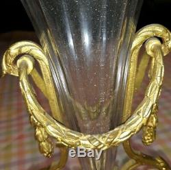 C1900 Dore Bronze & Cut Crystal Epergne Vase