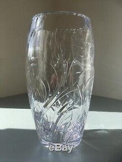 C1930s Antique Tudor Crystal Intaglio Cut / Engraved Glass Fish Vase, Art Deco