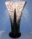 Caesar Crystal Black Vase Hand Cut To Clear Overlay Czech Bohemian Cased Lg