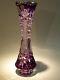 Caesar Crystal Purple Vase Hand Cut To Clear Overlay Czech Bohemia Bohemian