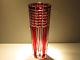 Caesar Crystal Red Vase Hand Cut To Clear Overlay Czech Bohemian Cased Blown