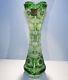 Caesar Crystal Vase Emerald Green Hand Cut To Clear Overlay Czech Bohemian Cased
