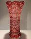 Caesar Crystal Vase Red Hand Cut To Clear Overlay Czech Bohemian Cased Art Glass
