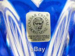 CAESAR Crystal COBALT BLUE cut to Clear VASE