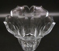 CARTIER Signed JOSAIR Germany Crystal Cut Glass Tulip Petal 8.75 Flower Vase