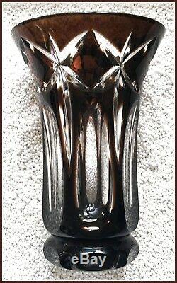 CHOCOLATE BROWN Trumpet Vase CUT TO CLEAR Lead CRYSTAL German WMF William Fraser