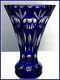 Cobalt Blue Trumpet-shape Vase Cut To Clear Crystal Nachtmann Bamberg Germany