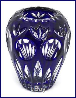 COBALT BLUE Vase CUT TO CLEAR 24% PbO CRYSTAL Nachtmann BAMBERG Bavaria GERMANY