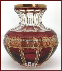 CRANBERRY PINK Vase CUT TO CLEAR CRYSTAL Nachtmann, Steiner & Vogel BYZANZ Gold