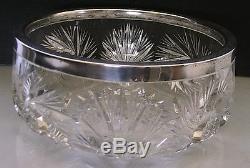 C. 1900 ELEGANT GERMAN SILVER & HAND CUT CRYSTAL LARGE VASE/bowl