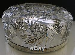 C. 1900 ELEGANT GERMAN SILVER & HAND CUT CRYSTAL LARGE VASE/bowl
