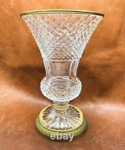 C. 1950s French Baccarat Glass, Compania Vase with Bronze Mounts