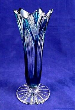 Caesar Crystal Bohemiae Hand Cut Lead Crystal 8 Tall Blue Vase