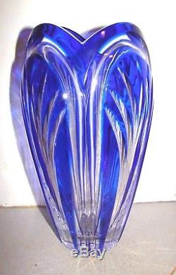 Caesar Crystal Bohemian Glass Cobalt Blue Cut To Clear 10 Vase