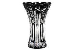 Caesar Crystal Czech Hand-cut Vase Clear/Black Snowflake design