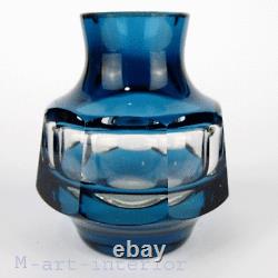 Carl Meltzer Glas Vase, Überfang, Facetten Schliff Cut Crystal, Haida 20er 30er