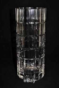 Cartier Crystal Vertical & Horizontal Cuts, Cylinder Glass Vase, 9 7/8