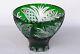 Cased Crystal Bowl /fruit Vase 17x22 Cm Green Cut To Clear Overlay, Russia, New
