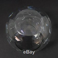 Christofle Clear Crystal Cluny Round Vase Cut Thumbprint Design 6 Tall + Book