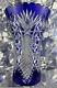 Cobalt Blue Cut To Clear Large Heavy Crystal Vase 10